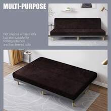 Funda de futn elstica de piel sin brazos, protector de muebles con parte inferior elstica, funda de futn suave y lavable para sof cama X ms grande, chocolate - XGrande06chocolate - Ver 5