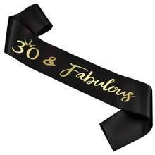 30岁、40岁、50岁、60岁、70岁、80岁、90岁生日绶带，黑色缎带烫金字母，男女皆宜，生日快乐绶带，派对装饰礼品，黑金配色 - 黑色 - 查看 13