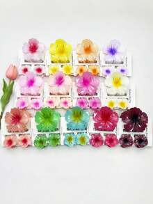 3个/12个/18个/39个装 花卉图案 ABS 塑料发夹，适合居家、学校、海滩、办公室、派对、生日、返校、旅行、度假等场合，甜美发夹，四季皆宜，发爪夹，发夹，发卡，发夹，发卡，花朵发夹，夏季发饰 - 彩色 - 查看 2