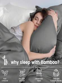 2200 Thread Count Cooling Sheets Queen-King Sheets By Bamboo, Genuine Organic Viscose Derived From Bamboo Bed Sheet Set, Soft & Cooling, Double Stitching, Quality Promise | Genuine Organic, Viscose Derived From Bamboo, Double Stitching,Durable Daily Use Bedding - 灰色 - 查看 2