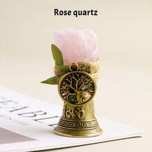 1 pieza Campana de cobre con piedra cristal natural en bruto, campana de latón para decoración del hogar, regalo de Navidad, recordatorio de llamada de cama, decoración de Navidad - Campana de piedra cruda - Ver 12