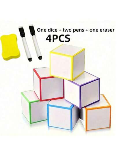 1/4/8pcs 6 Colors Blank Washable Foam Cubes, Size 5*5cm, Comes With 2 Brushes