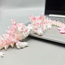 3D Printed Articulated Sakura Dragon Figurine, Realistic Animal Decor, Doll, Gift For Holiday, Birthday, Perfect Present - Multicolor - View 4
