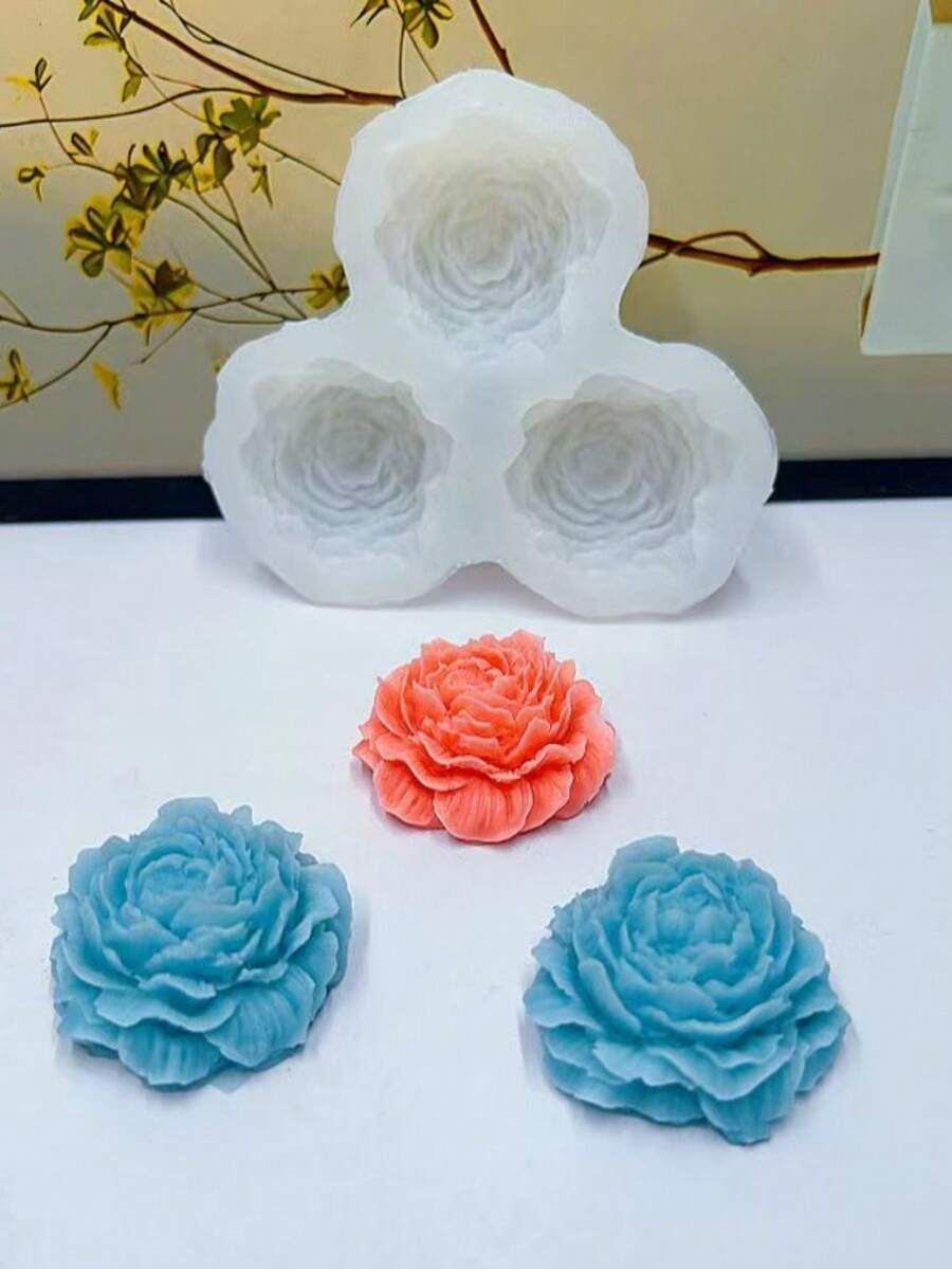 牡丹玫瑰花3D硅胶模具，DIY树脂环氧树脂粘土工艺模具