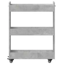 Armoire vidaXL avec roues grises en béton 60x22x79 cm en bois d'ingénierie - Gris - Voir 5