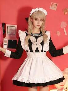 زي كوسبلاي موحد خادمة كاواييه ياباني قطعة واحدة، فستان أسود أساسي بأكمام طويلة، مناسب للارتداء اليومي، كروسبلاي، لوليتا، أنمي كوسبلاي، أداء المسرح - متعدد الألوان - مشاهدة 11