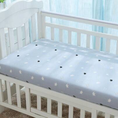 1pc Crib Fitted Sheet In Cotton Gauze, Light And Airy, Soft & Skin-Friendly Material, Suitable For Babies, Easy To Wash And Machine Washable , Fits Baby Crib Mattress Size 80*40cm/120*60cm