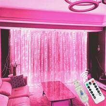 600颗LED灯珠 USB仙女帘灯 LED串灯 8种灯光模式 遥控壁灯 适用于圣诞节、婚礼装饰、情人节 - USB窗簾燈串 - 查看 11