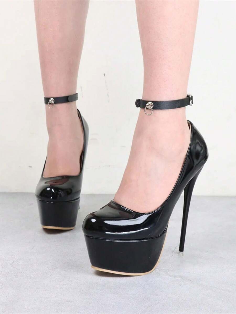 2PCS Women Black PU Leather Bow Feet Chain Fashionable Ankle Decorations For Party & Dancing Adjustable Synthetic Cute And Sexy Punk Gothic Ankle Loop Strap - Black - View 1