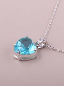 1件浅蓝色心形吊坠项链，情人节 - 淺藍色 - 查看 3