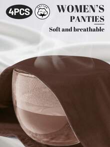 MEIYATING 4pcs Women High Waist Tummy Control White Cotton Letter Print Briefs - Multicolor - View 5