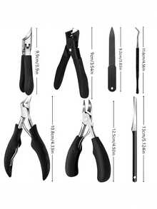 Black Stainless Steel Nail Tool Set - Nail Clippers, Nail Nippers, And Nail File With Nail Clipper - Classic Black Handle, Suitable For Men, Women, And Seniors - Multicolor - View 5