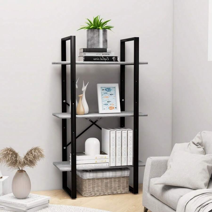 vidaXL Étagère de rangement gris béton 60x30x105 cm ingegneria del legno - Grigio - Visualizzare 1