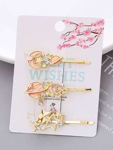 6PCS Girl Hair Accessories Cute Hair Clips, Star/Moon Hairpin, Starry Hairpin, Sweet Girl's Bang Clip, Moon And Star Clip, One-Word Clip, Hair Clip, Girls Hair Accessories, Headwear,Best Gift - Multicolor - View 8