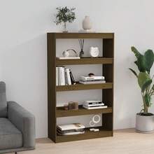 vidaXL Biblioteca/separador de piezas marrón miel 80x30x135,5 cm Pin - Marrón - Ver 3