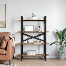 vidaXL Étagère Chêne artisanal 100 x 33,5 x 140 cm Bois d'ingénierie - Tabac - Voir 4