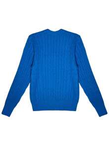 V领麻花针织长袖毛衣