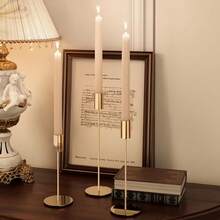 3/6pcs Simple Gold Candle Holders, Modern Decorative Candle Holders, Suitable For Wedding, Holiday Fireplace, Home Party And Other Occasions | Elegant Tableware, Metal Material, Candle Decor - Gold - View 3