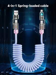 可伸缩弹簧充电线，长度可调节，超长TPE充电线，兼容 17/16/15/14/13/12系列、Moto G、Pixel及其他USB-C设备，通用高效充电适配器，礼品装，支持快速车载充电（最大可伸缩长度2米），兼容、安卓手机、相机、MP3充电器，旅行通用适配器，快速充电 - 彩色 - 查看 5