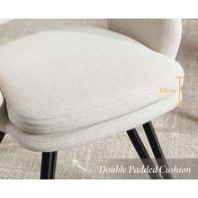 WAHSON OFFICE CHAIRS 2PCS Sillas Comedor Lino Sillas Acento Respaldo Cocina,Gris - Caqui - Ver 7