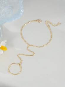 1 chiếc vòng tay dây mảnh tối giản đính đá Cubic Zirconia, trang sức thời trang dành cho nữ, phù hợp cho sử dụng hàng ngày, hẹn hò, dự tiệc và tụ họp. - Vàng - Xem 6