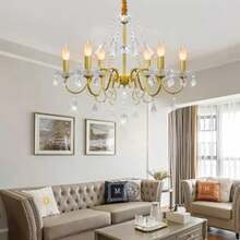 CYPNLámpara de techo moderna Lámparas de cristal de 6 luces Adecuada para decoración de techo interior en sala de estar Dormitorio Cocina Comedor DoradoFashion - 219773704 - Ver 7