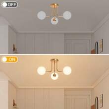 CYPNHORKEY Lámpara de Techo Moderna Doradas para Pasillo 3 Pantallas de Cristal Esmerilado de Latón Iluminación para Isla de Cocina Mesa de Comedor Dormitorio Pasillo Entrada Bombilla No IncluidaFashion - Dorado - Ver 6