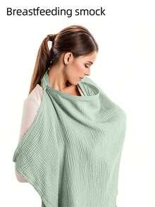1pc Nursing Cover Scarf, Anti-Exposure Breastfeeding Shawl, Soft & Breathable Nursing Top, Coffee/Beige Color - Green - View 7
