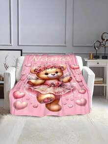 Selimut Tema Hati Personalisasi dengan Nama, Bahan Poliester Cetak Lembut dan Hangat, Hadiah Ulang Tahun Teman, Hadiah Penuh Perhatian, Dekorasi Kamar Bayi - MultiWarna - View 6