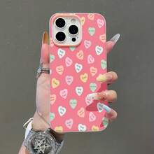 Funda para teléfono con diseño de corazones coloridos y frases románticas. Compatible con fundas para teléfonos ,  17,  16 Pro Max,  15 Pro Max,  13 y  12. Fabricada en TPU, ofrece protección contra golpes y caídas. Un regalo ideal para familiares, amigos, parejas, novios/novias y para San Valentín. - Rosa - Ver 3