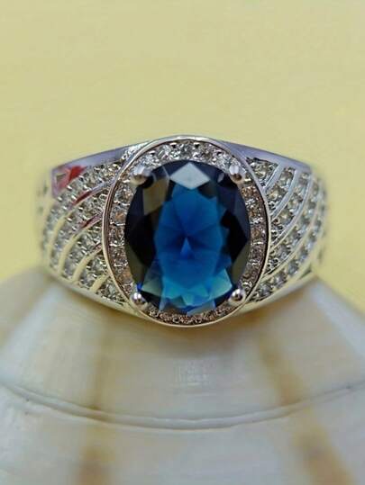 1枚男士时尚绅士奢华锆石戒指，适合婚礼、订婚、派对、礼品等场合。