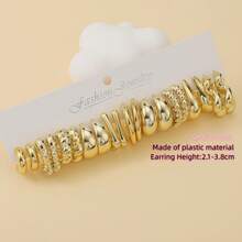 1 đôi/10 đôi/40 đôi bông tai hình học mạ vàng kiểu Châu Âu & Mỹ mới năm 2025, chất liệu nhẹ, thiết kế tinh tế, phù hợp cho phụ nữ đeo hàng ngày. - Vàng - Xem 3