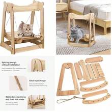 YEUSS SEASKY Hamaca de Gatos, Desmontaje y Montaje Rpido, Columpio de Hamaca de Gato|Cama de Descanso para Mascotas,Hamaca Colgante de Perros y Gatos pequeos, Jaula Mascotas, Cama para Gatos y Perros - amarillo+grande - Ver 1