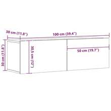 vidaXL Mural TV Meuble chêne artesanal 100x30x30 cm engenharia madeira - Castanho - Ver 9