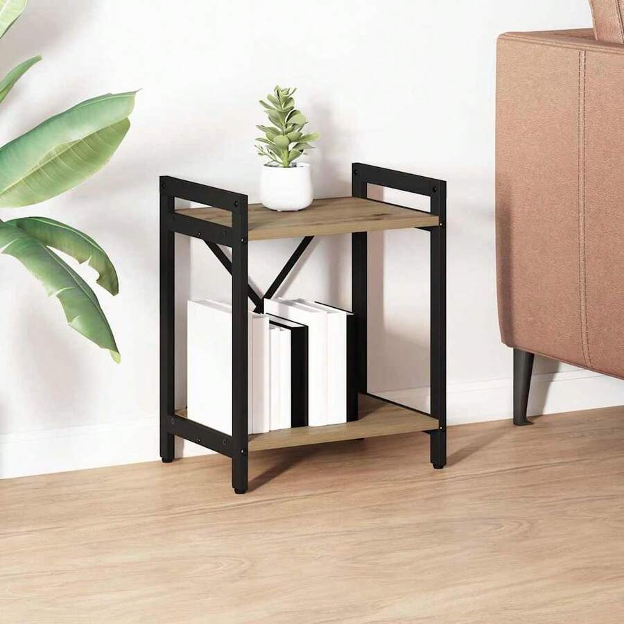 vidaXL Handgefertigtes Eichenregal 40 x 30 x 50 cm Holzwerkstoff - Braun - Übersicht 1