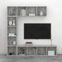 vidaXL Ensemble bibliothèque/meuble TV 3 pcs Sonoma gris 180x30x180 cm - Gris - Voir 4