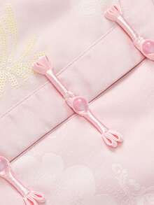 mini bala 女童加厚背心，甜美中国风刺绣，柔软保暖外套，2026春季系列 - 白紅色 - 查看 7