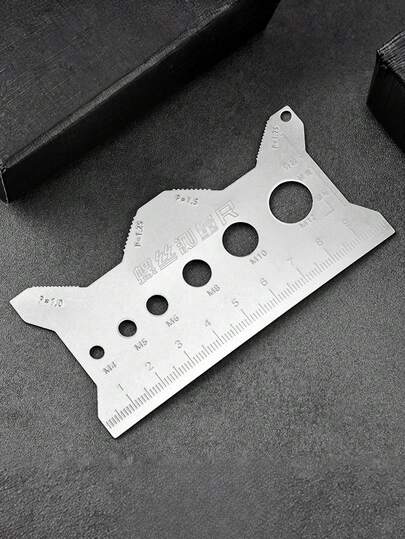 1 pieza Calibre de tornillo de acero inoxidable, herramienta de medición de tornillos, medidor de longitud, diámetro, paso de rosca, regla de medición de rosca, regla de medición de paso, regla de bolsillo, adecuado para el hogar, la escuela, la ferretería, la tienda de reparación/mejoras para el hogar, profesionales, operaciones de medición