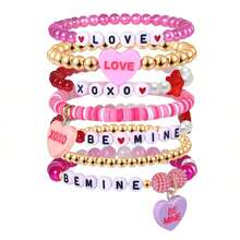 Yiwu Qiyou Accessories Co., LTD 500/200/100颗 7毫米 随机款式 粉色，情人节配色，适用于项链、手链等珠宝制作，珠子及珠子组合