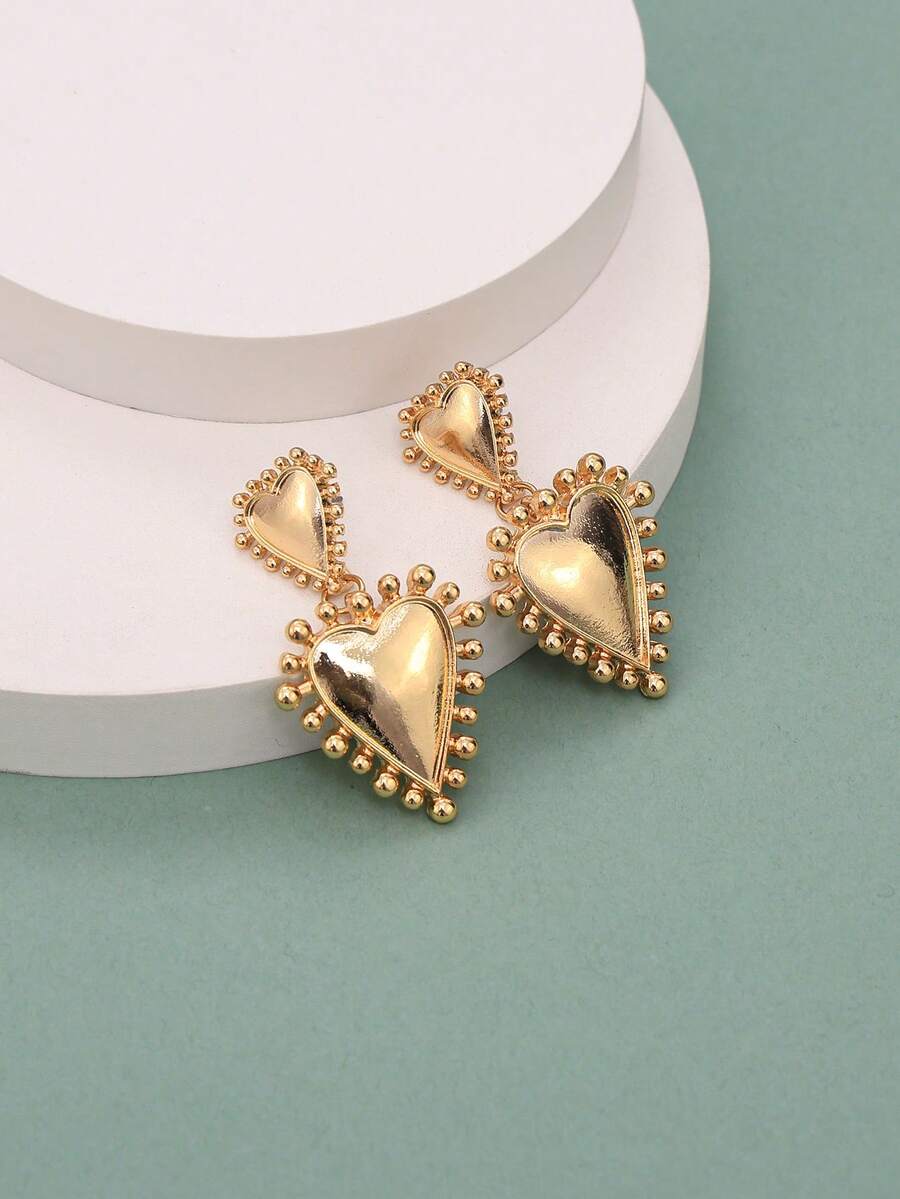 一对迷人、简约、甜美、可爱的朋克风欧美金属合金红色珐琅心形吊坠耳环，适合女性日常佩戴、社交、派对、促销活动、情人节、项链、情侣礼物、女友礼物。