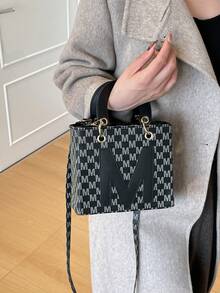 Nueva bolsa de mano minimalista y casual, bolso de hombro de moda retro, bolso cuadrado versátil de bandolera - Negro - Ver 8