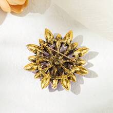 1pc Elegant Sunflower & Daisy Flower Zinc Alloy Rhinestone Brooch, Suitable For Women's Daily, Party, And Event Wear - Flowers - View 7