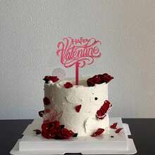 情人节快乐蛋糕装饰插牌，婚礼生日蛋糕装饰插牌，情人节心形纸杯蛋糕装饰插牌，塑料亚克力情人节蛋糕装饰 - 彩色 - 查看 4