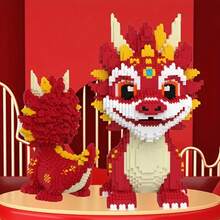 1 Set 2100pcs Flame Dragon Building Blocks Model Kit - With Red Accents, Perfect For Birthday, Christmas, Halloween, Thanksgiving, New Year Celebrations, Holiday Gifts | Detailed Assembly | Construction, Car Model Kit, High-End 3D Puzzle - Multicolor - View 6