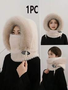 1PC Hat Women's Winter Scarf Integrated Mask, Ear Protection, Windproof, Warm Riding, Plush Riding, Electric Bike Riding, Thick Hood, Windproof, Cold Proof, Warm Keeping, Winter Preparation Artifact - A - View 10