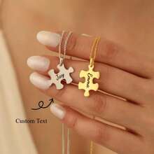 Customized Name Puzzle Pendant Necklace - Customizable With Initials; A Unisex Puzzle Necklace Suitable For Boyfriends, Girlfriends, Mothers, And Fathers; Wedding, Valentine's Day, Birthday, And Holiday Gifts; A Special Valentine's Day Gift - Multicolored - View 1