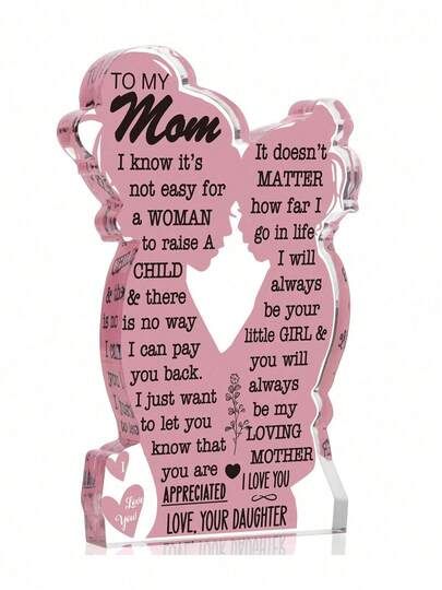 1pc Acrylic Decorative Gift Creative Gift From Daughter/Son To Mom Perfect Birthday Gift For Mom Best Mother's Day Present Ideal Gift For New Moms Or Single Moms Valentine's Day Gift For Mom Creative Desktop Ornament Place On Bedroom Vanity For Morning Warmth Set On Living Room Desk For Cozy Breaks Rest On Kitchen Windowsill For Romantic Moments Amidst Busyness Minimalist And Creative Design Complements Any Home Decor. A Thoughtful Token Of Care From Children, Keeping Love Close To Mom Always.