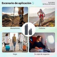 Botella de Agua Plegable de Silicona, 2 Piezas (Negro + Púrpura) con Válvula Antifugas, Sin BPA, para Gimnasio, Correr, Ciclismo, Senderismo y Viajes - negro+morado - Ver 9