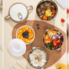 Large-Capacity, Multi-Layer Insulated, Lidded Round Lunch Box Is The Perfect Gift For Thanksgiving, Christmas, And Halloween, And Is Ideal For Commuting, School, And Outdoor Use. - Apricot 3-layer - View 8