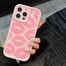 Lip Pattern Phone Case, Fashion Phone Protective Cover, Phone Accessory Compatible With IPhone 11 12 13 14 15 16 Pro Max - Pink - View 2